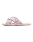 Chinese-style Pink Floral Print Silk Home Slippers, Noble Princess Style, Simple and Elegant