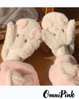 Creamy pink fluffy little bunny plush home slippers, super cute
