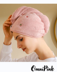 Microfiber Hair Towel for Beauty, Travel, Gifting - Hair Wrap Turban for Straight, Wavy & Curly Hair - Premium Hair Care - Pink