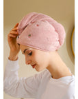 Microfiber Hair Towel for Beauty, Travel, Gifting - Hair Wrap Turban for Straight, Wavy & Curly Hair - Premium Hair Care - Pink