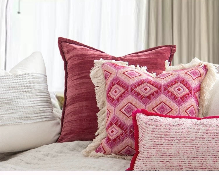 Omnipink Texas Rose,Pink Luxury Velvet Throw Pillow for Living Room Sofa