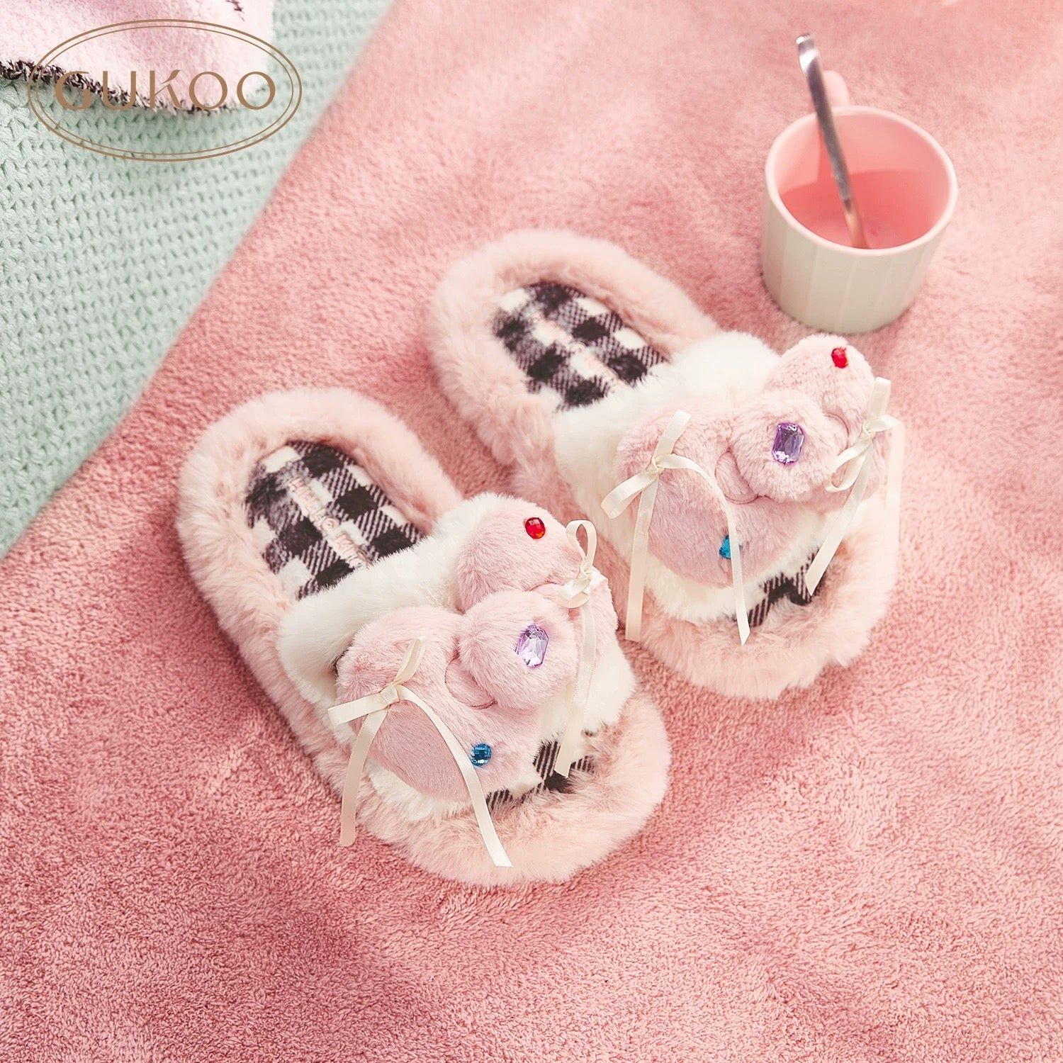 Pink Hello Kitty Fluffy Indoor Home Slippers, Soft, Comfortable, Cute, and Sweet