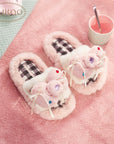 Pink Hello Kitty Fluffy Indoor Home Slippers, Soft, Comfortable, Cute, and Sweet
