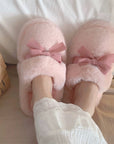Pink plush home slippers, warm, comfortable, soft, cute, and sweet