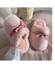 Pink plush home slippers, warm, comfortable, soft, cute, and sweet