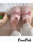 Pink plush home slippers, warm, comfortable, soft, cute, and sweet