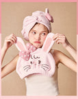 Super cute bunny Microfiber Hair Towel Wrap for Women, Anti Frizz Quick Drying Hair Turban for All Hair Style, Absorbent and Lightweight
