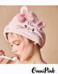 Super cute bunny Microfiber Hair Towel Wrap for Women, Anti Frizz Quick Drying Hair Turban for All Hair Style, Absorbent and Lightweight