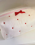 Omnipink Pink Cotton-Filled Fabric Makeup Bag Cute Storage Large Capacity with Bow